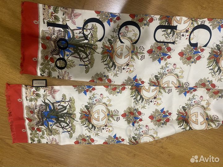 Шелковый шарф с принтом Gucci Оригинал