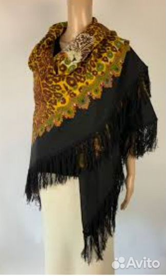 Большая шаль шерсть новая винтаж 60-ые годы