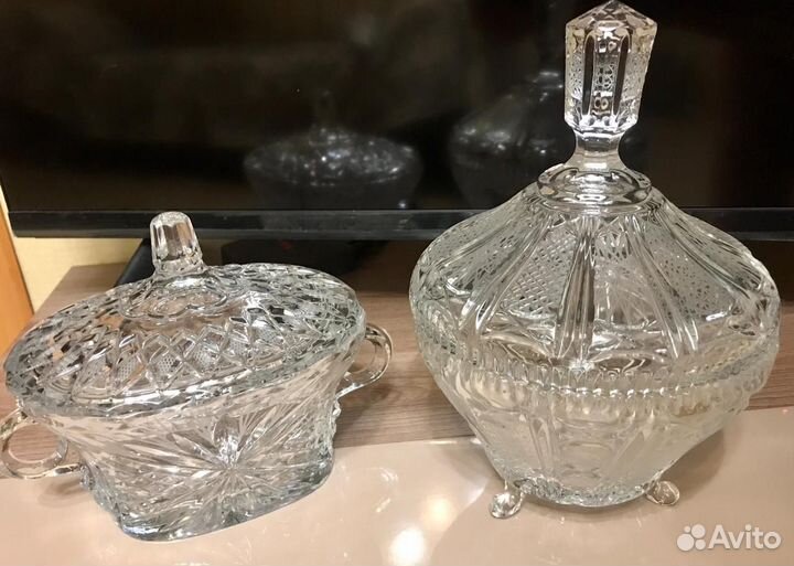 Конфетницы с Крышкой. Хрусталь. Богемия