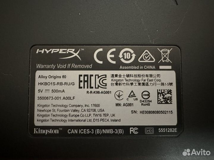 Механическая клавиатура hyperx alloy origins 60