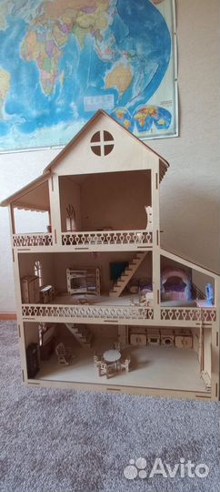 Домик кукольный ручной работы с мебелью
