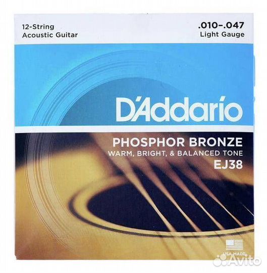 Струны для 12-струнной гитары 10-47 D'Addario EJ38