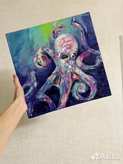 Картина маслом интерьерная осьминог