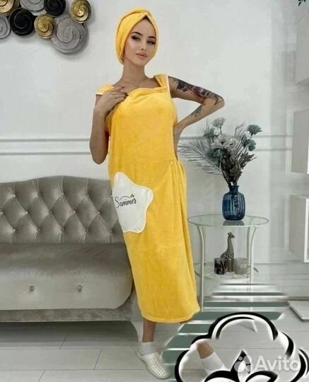 Халат женский плюс тюрбан