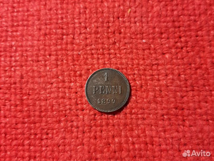 Монета/ россия-финляндия 1penni. 1899год./XF