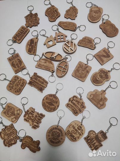 Брелки оптом от производителя из дерева 60шт