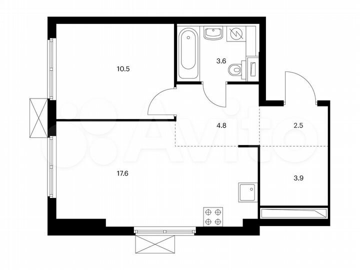 1-к. квартира, 42,9 м², 2/33 эт.