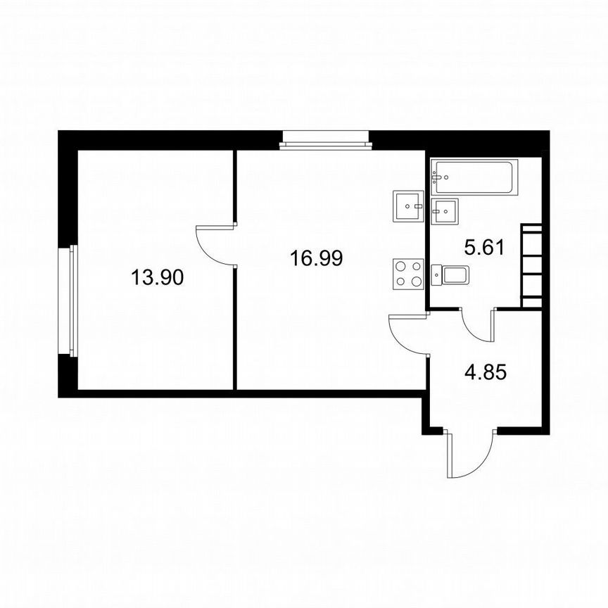 1-к. квартира, 41,4 м², 9/9 эт.
