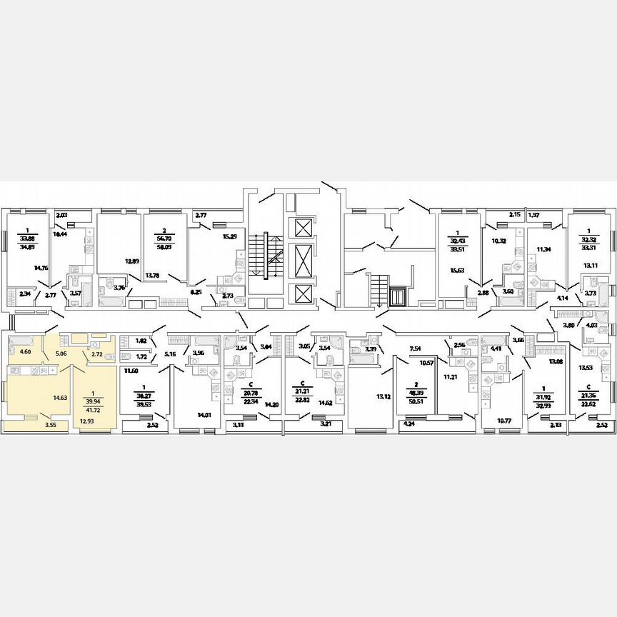 1-к. квартира, 41,7 м², 1/19 эт.