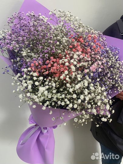 Букет из гипсофил, Радужная гипсофила, Доставка