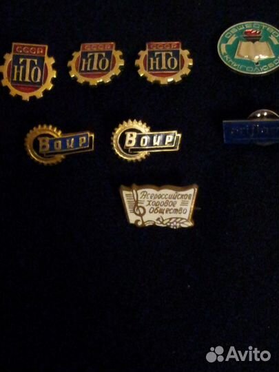 Значки с эмблемами Всесоюзных обществ 10 шт