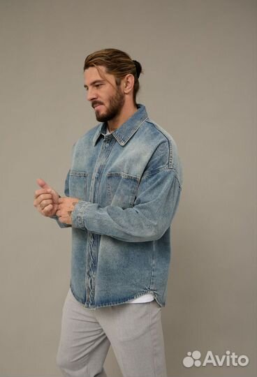Джинсовая рубашка куртка новая, 50-52