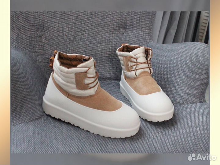 Угги от поставщика Lace Up мужские Бело-Коричневого цвета