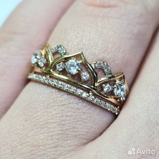 Золотое кольцо корона 19 размер 585 проба