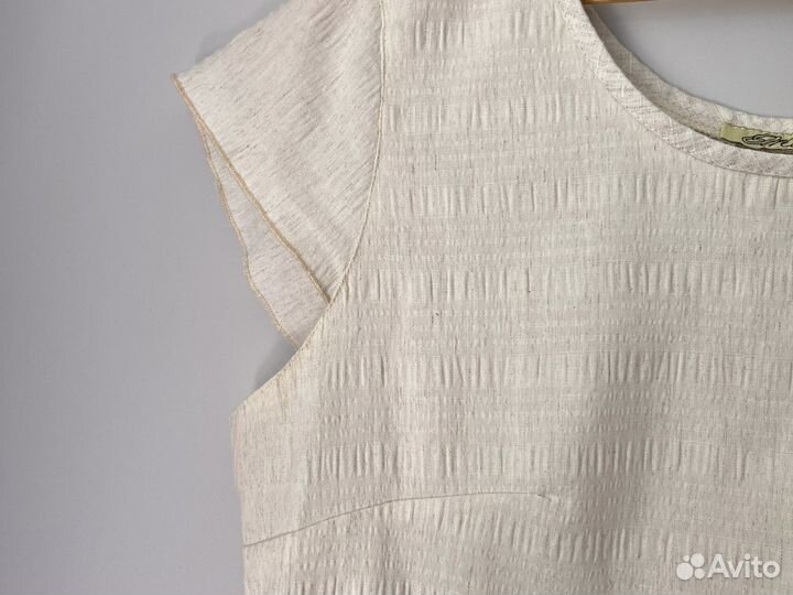 Женская льняная футболка бежевая 52 54 р-р лен