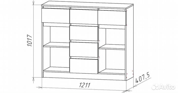 Новый комод 1211*1017 мм шариковые направляющие