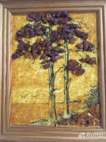 Панно из дерева. Янтарное пано. 15 /20 см