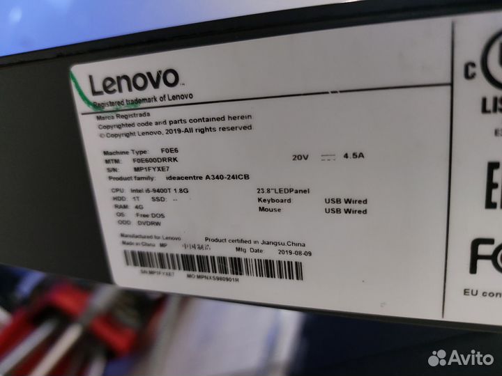 Моноблок 24 Lenovo A340 i3-9100T