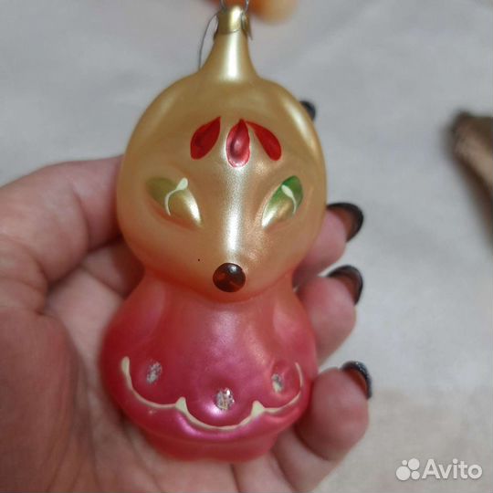 Елочная игрушка СССР теремок, лиса