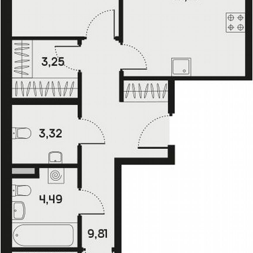 2-к. квартира, 64,6 м², 6/9 эт.