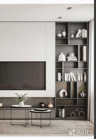 Тумба под телевизор с витринами