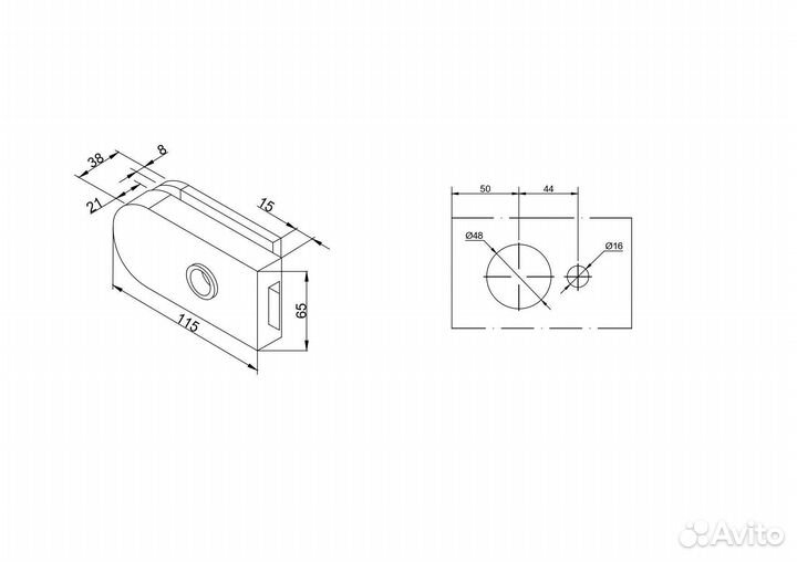 Замок c WC заверткой защелкой для стеклянной двери