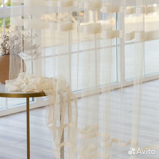 Крупная сетка тюль Фрида Айвори