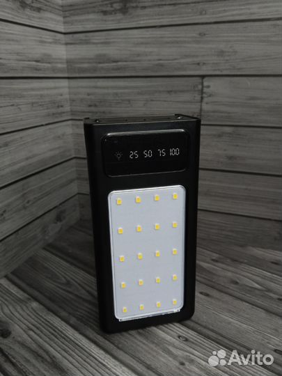 Повербанк 50000 мАч, встроенные провода, фонарик