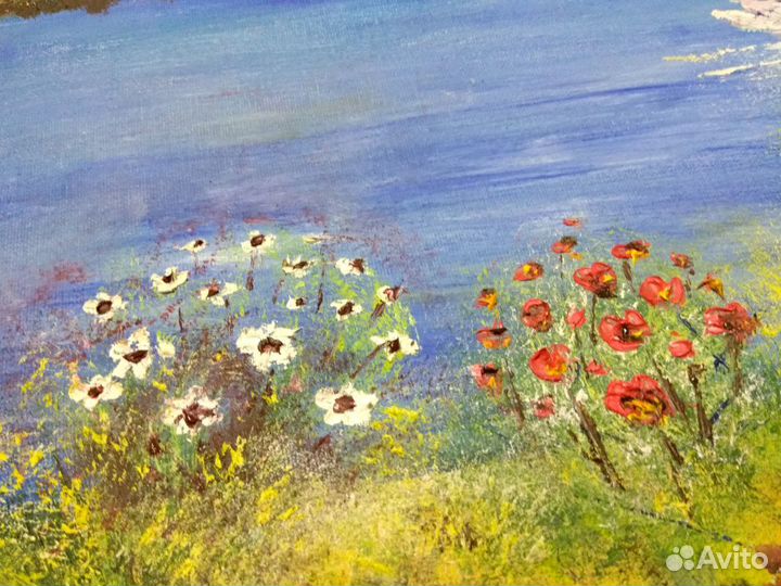 Большая картина маслом на холсте на подрамнике