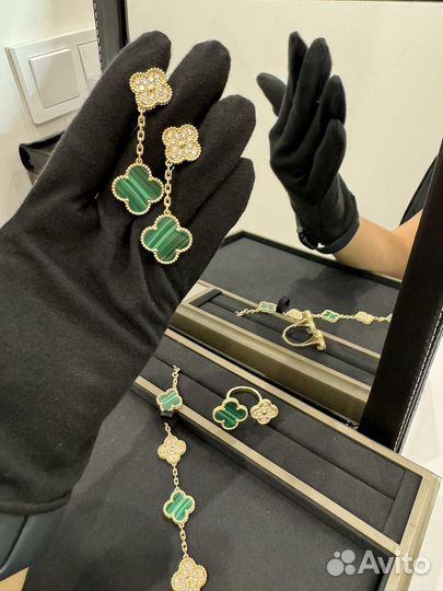 Серьги с натуральными малахитами