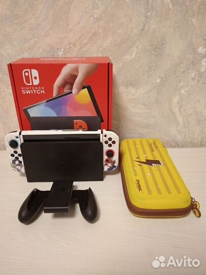 Nintendo Switch Oled, полный комплект с чехлом