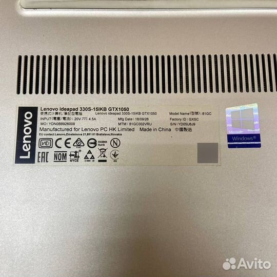 Игровой Ноутбук Lenovo 330S-15IKB
