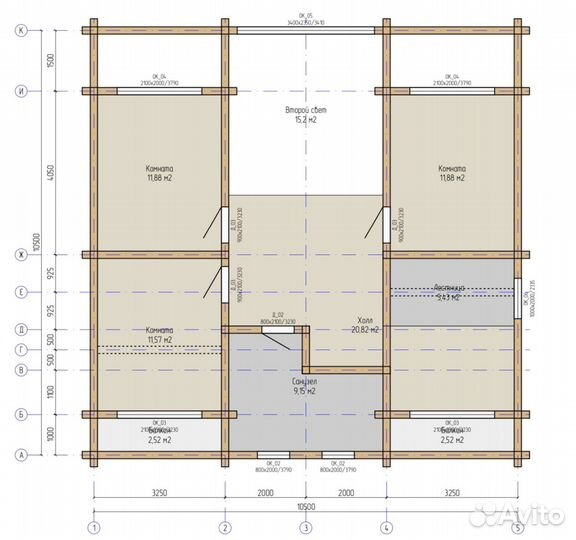 Дом из профилированного бруса 10,5х10,5