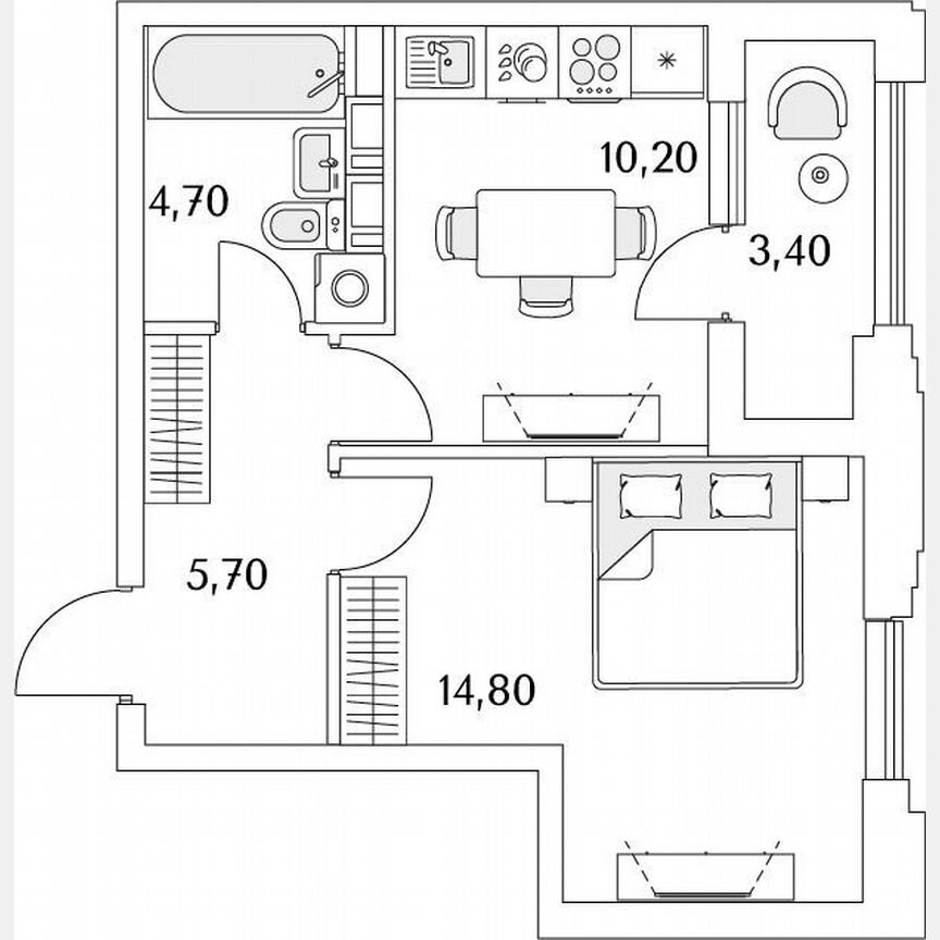 1-к. квартира, 74 м², 12/13 эт.
