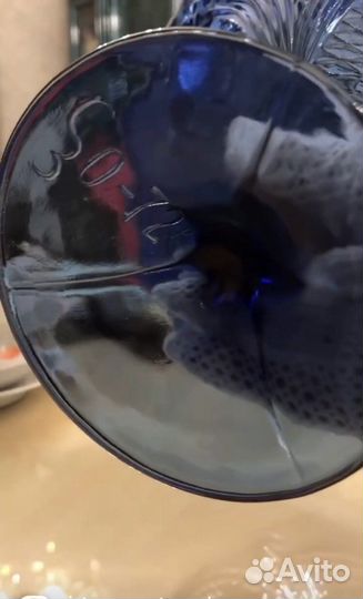 Ваза для фруктов на ножке цветное стекло СССР