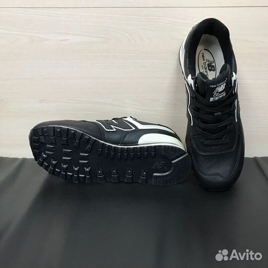 Кроссовки New Balance 574 кожаные мужские черные