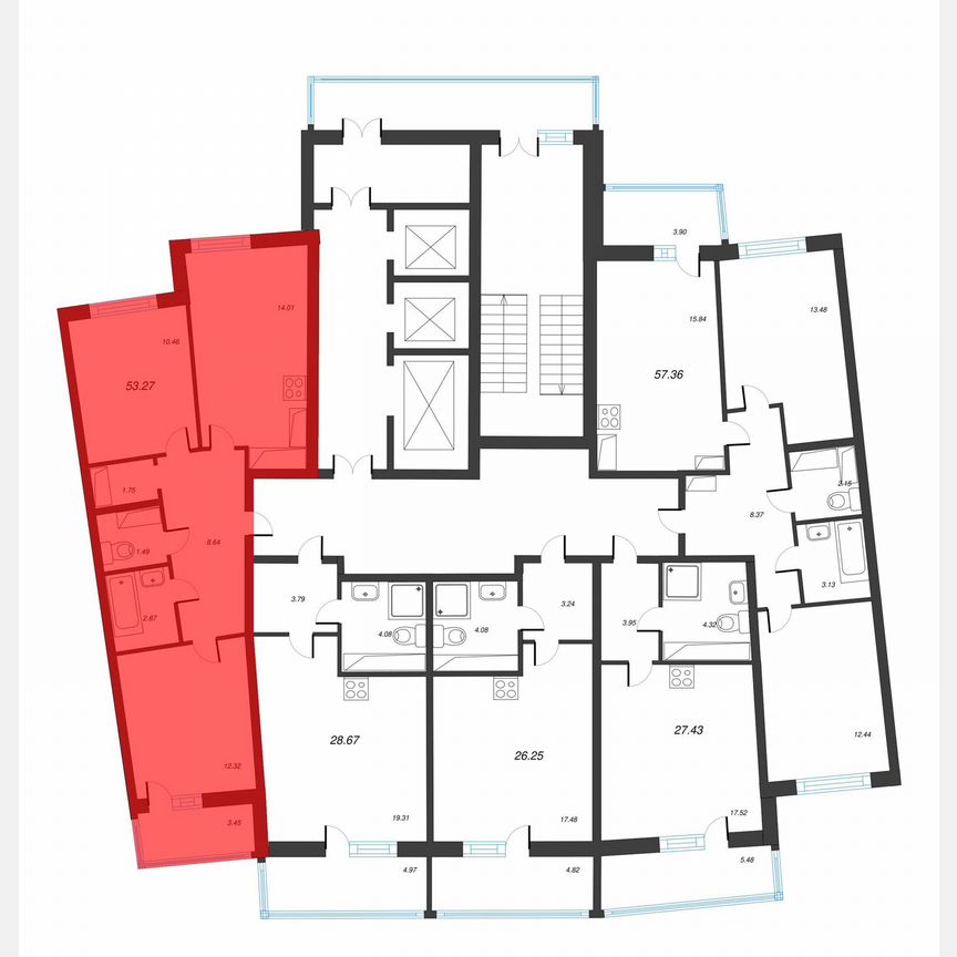 2-к. квартира, 55 м², 17/22 эт.