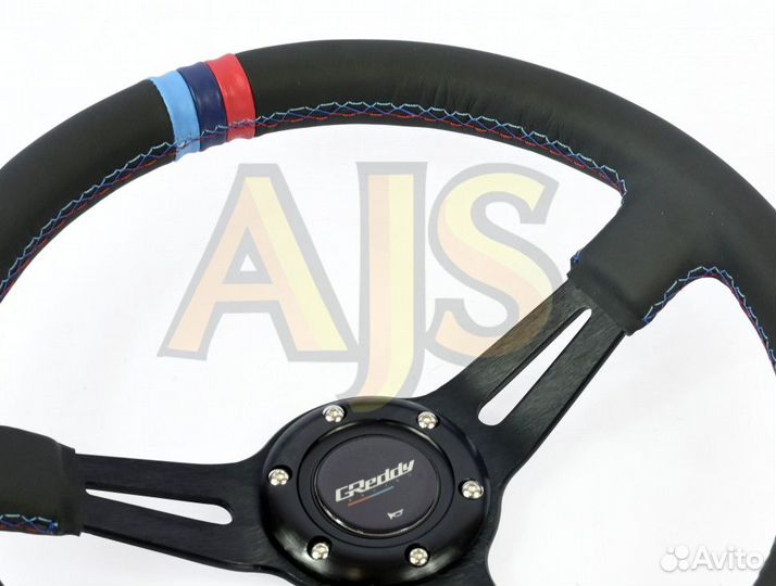 Руль спортивный Greddy с выносом экокожа без перфо