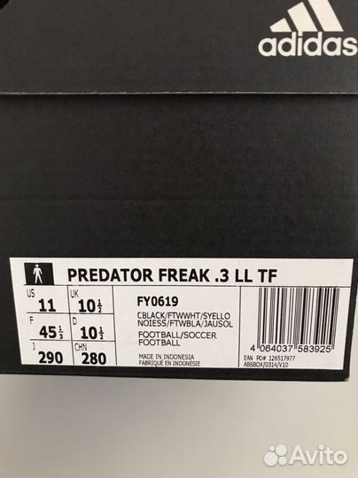 Бутсы adidas predator freak.3 LL TF р.44