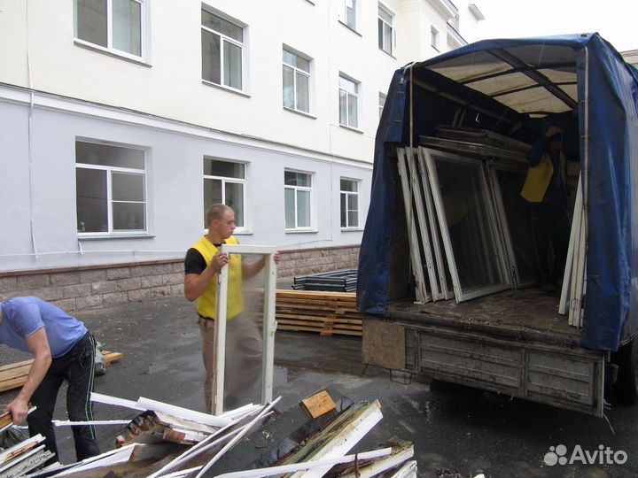 Вывоз мусора контейнером и газелью