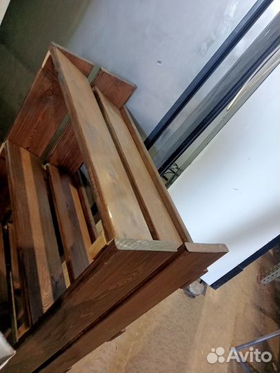 Стеллаж темное дерево массив 64/32/110 3 полки