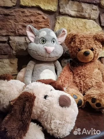 Мягкие игрушки собака мишка кот