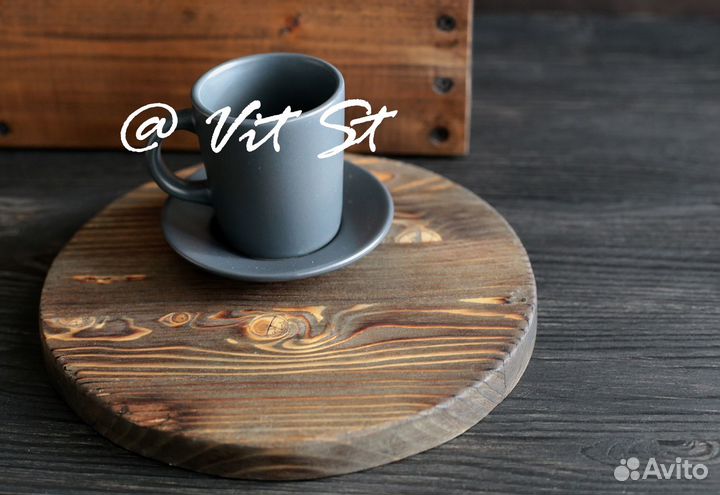 Деревянная круглая подставка, фудфон, винтаж