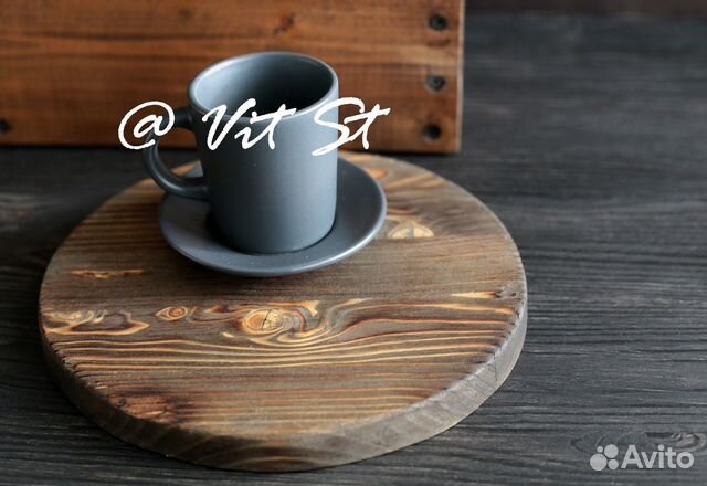 Деревянная круглая подставка, фудфон, винтаж