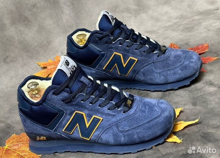 Стильные New Balance 574 с меховой подкладкой в си