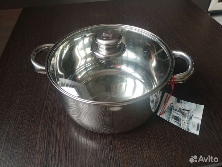 Кастрюля из нержавейки 2.7 л, стеклянная крышка