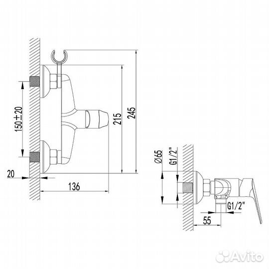 Смеситель для душа Lemark lm6559c Хром