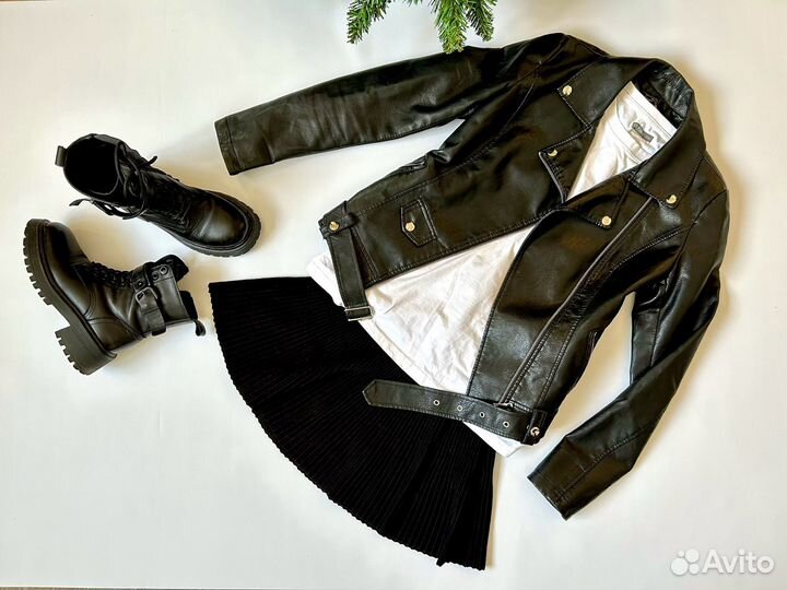 Кожаная куртка женская экокожа xs 40