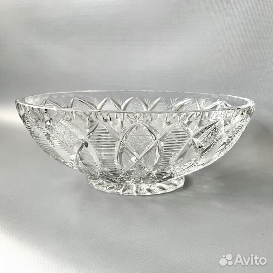Ваза для фруктов, салатник Хрусталь овальная
