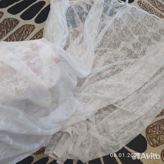 Тюль мрамор, белая 3-4-5 метровая, готовая